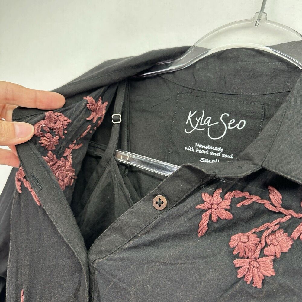 Kyla Seo Willow Maxi Dress Caite Embroidered Long Pockets Small Slip Black NWOT - Picture 7 of 16